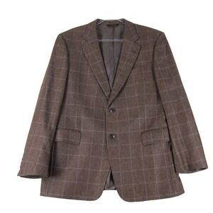 Jos A Bank Mens Two Button Blazer Brown Plaid Brown Sport Coat Jacket Size 36